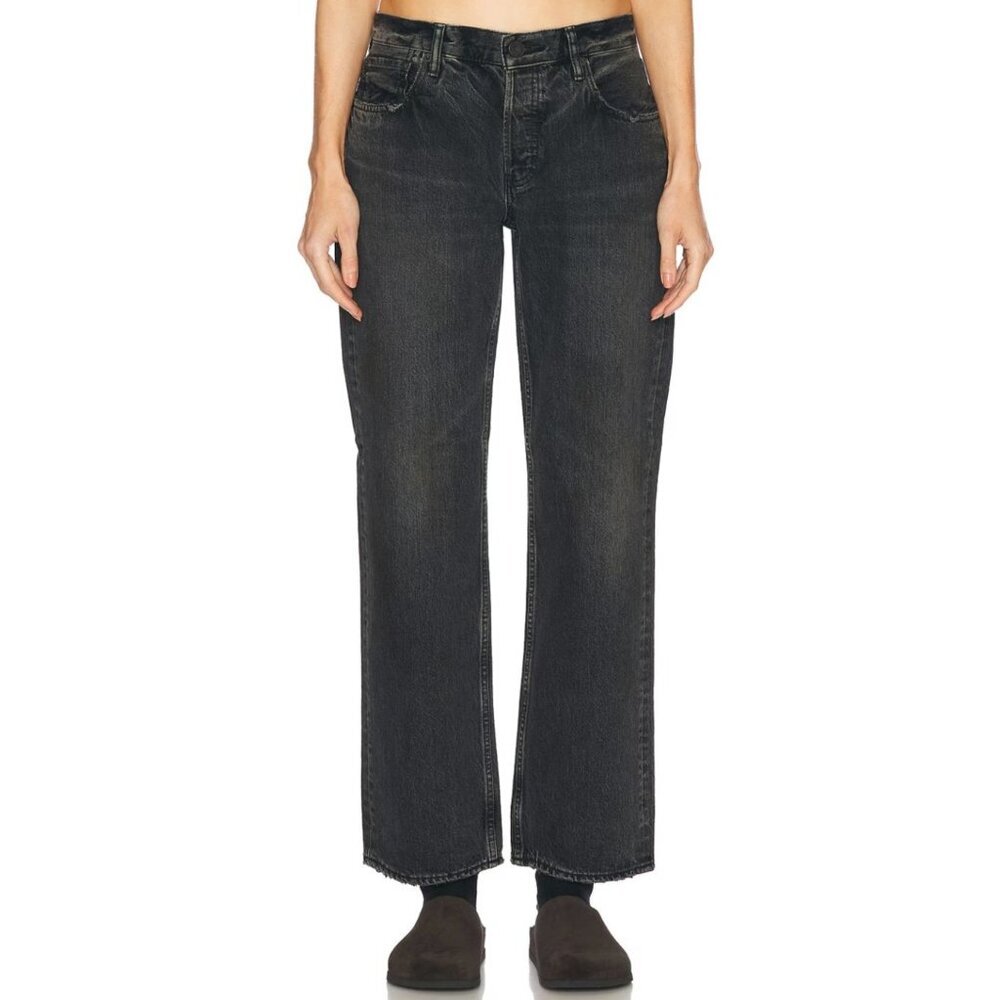 Moussy Vintage Iona Straight Washed Black Jeans-sz 24